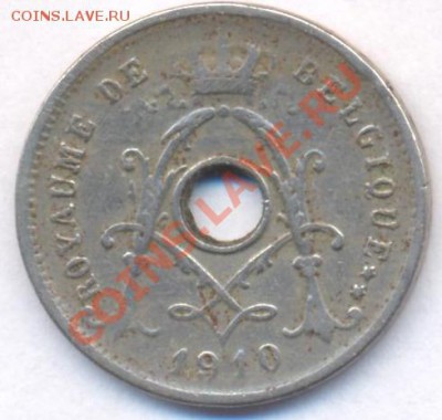 Бельгия 5 сантимов 1910 г.До 23.06.11 г. 20-00 МСК. - Бельгия 10