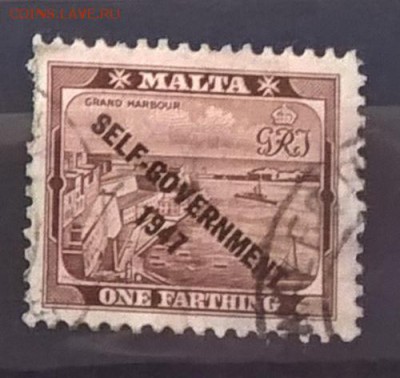 Колонии Мальта 1948 1м 1ф надпечатка до 25 04 - 20