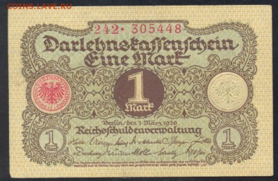 Германия 1 марка 1920 г.  29.04. 19 г. 22 -00 МСК. - 1 м. 1920 1
