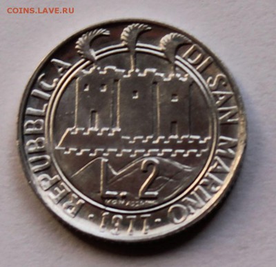 Сан Марино 2 лиры 1977, тираж - 180 000 - UNC - 7
