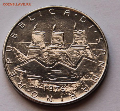 Сан Марино 100 лир 1976. ТИРАЖ - 1 853 400. Семья - UNC - 8