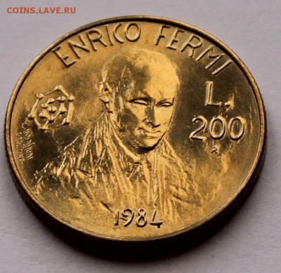 Сан Марино 200 лир 1984. Энрико Ферми. ТИРАЖ - 165 000 - UNC - 6