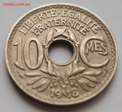 Франция 10 сантим 1918. UNC - 2