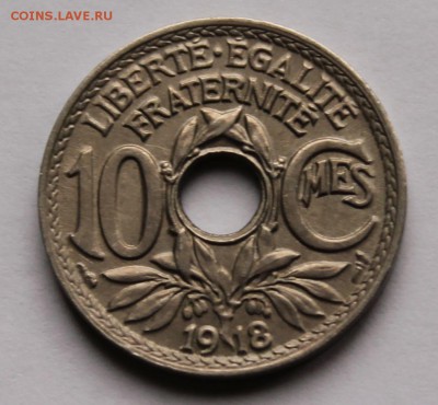 Франция 10 сантим 1918. UNC - 1