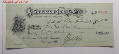 Чек банка на 95 долларов  США 1892 г.до 4.05. в 22.00 м - IMG_20190428_133813