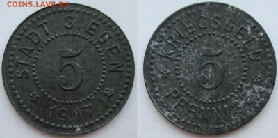 Нотгельды Германии. Обзорная тема. - 5 пф.1917г. Зиген.JPG