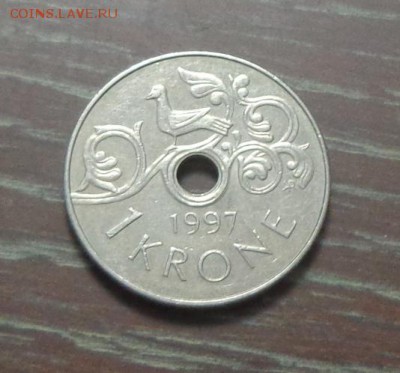 НОРВЕГИЯ - 1 крона 1997 Харальд V до 7.05, 22.00 - Норвегия 1 крона 1997_1.JPG