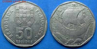 Португалия - 50 эскудо 1988 года (Парусник) до 6.05 - Португалия 50 эскудо 1988