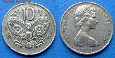 Новая Зеландия - 10 центов 1974 года до 7.05 - Новая Зеландия 10 центов 1974
