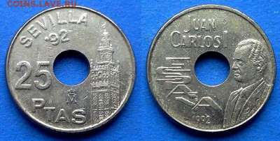 Испания - 25 песет 1992 года (Expo'92 Sevilla) до 7.05 - Испания 25 песет 1992