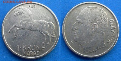 Норвегия - 1 крона 1960 года (Лошадь) до 7.05 - Норвегия 1 крона 1960