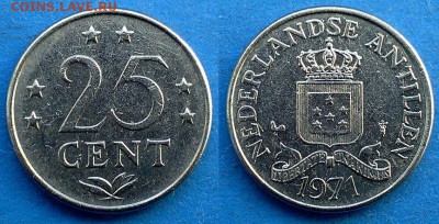 Нидерландские Антильские острова - 25 центов 1971 до 9.05 - Нидерландские Антильские острова 25 центов 1971