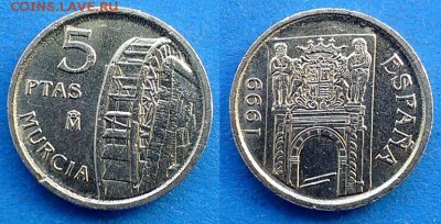 Испания - 5 песет 1999 года (Мурсия) до 9.05 - Испания 5 песет 1999