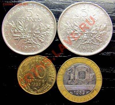 A37 Подборка монет Франции, 4 шт. до 30.06 в 22°° - A37 France 4 pcs_2