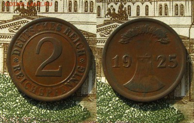 Германия.2 reichspfennig 1925 Е , до 12.05.19 в 22:10 МСК - 2 reichspfennig 1925 Е