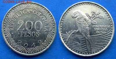 Колумбия - 200 песо 2012 года (Попугай) до 13.05 - Колумбия 200 песо 2012 попугай