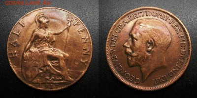 МОНЕТЫ МИРА 05-19 - Великобритания – 0,5 пенни (1917) «Георг V»