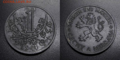 МОНЕТЫ МИРА 05-19 - Богемия и Моравия – 1 крона (1941) цинк №1