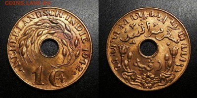 МОНЕТЫ МИРА 05-19 - Нидерландская Индия – 1 цент (1942) бронза (UNC) Н1