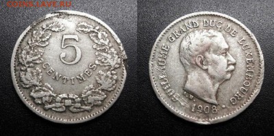 МОНЕТЫ МИРА 05-19 - Люксембург – 5 сантимов (1908) «Вильгельм IV – великий герцог Люксембургский» №4