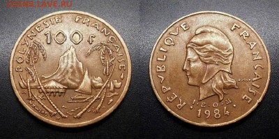 МОНЕТЫ МИРА 05-19 - Франц. Полинезия – 100 франков (1984) «Скалы, проа и хижина»