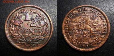 МОНЕТЫ МИРА 05-19 - Нидерланды – 0,5 цента (1917) бронза №2