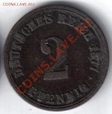 Германия 2 пфеннига 1877А до 27.06 21.00мск - Германия 2 пфеннига 1877A-1