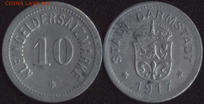 Нотгельды Германии по фиксированной цене - Дармштадт 10 пфеннигов 1917 (продажа) 2