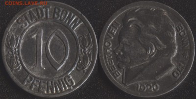 Нотгельды Германии по фиксированной цене - Бонн 10 пфеннигов 1920 -100