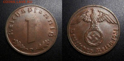 МОНЕТЫ МИРА 05-19 - Германия (3-й Рейх) – 1 рейхспфенниг (1938 D) бронза №1