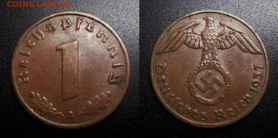 МОНЕТЫ МИРА 05-19 - Германия (3-й Рейх) – 1 рейхспфенниг (1937 А) бронза №4