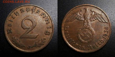 МОНЕТЫ МИРА 05-19 - Германия (3-й Рейх) – 2 рейхспфеннига (1938 J) бронза №7