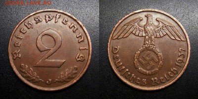 МОНЕТЫ МИРА 05-19 - Германия (3-й Рейх) – 2 рейхспфеннига (1937 J)