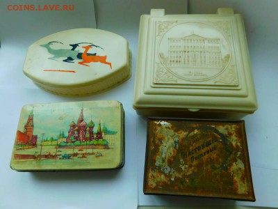 четыре коробочки. карболит. жесть. СССР  Р.И. - 26483399