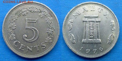 Мальта - 5 центов 1976 года до 16.05 - Мальта 5 центов 1976