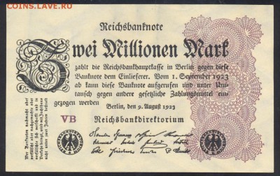 Германия 2 млн. марок 1923 г.  12.05. 19 г. 22 -00 МСК. - 2  млн. 1923 1