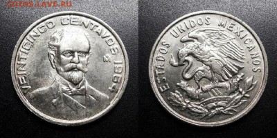 МОНЕТЫ МИРА 05-19 - Мексика – 25 сентаво (1964) «Франциско Мадеро Гонсалес – президент Мексики» №2