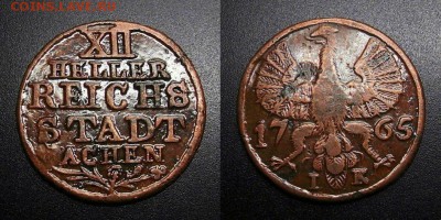 МОНЕТЫ МИРА 05-19 - Германия (Ахен) – 12 геллеров (1765 IK) медь (монета под лаком)