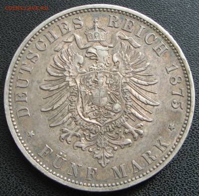 Вюртемберг 5 марок 1875 - реверс