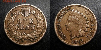 МОНЕТЫ МИРА 05-19 - США – 1 цент (1863) «Индеец»