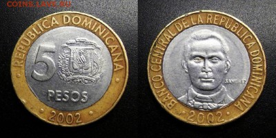 МОНЕТЫ МИРА 05-19 - Доминиканская Республика – 5 песо (2002) «Данило Медина Санчес – президент Доминиканы» (бм)