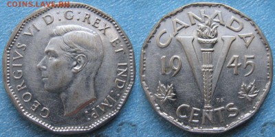 Канада 5 центов 1945  до 16-05-19 в 22:00 - Канада 5 центов 1945   180-k56-10400