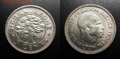 МОНЕТЫ МИРА 05-19 - Сьерра-Леоне – 5 центов (1964) «Дерево» (UNC) У1