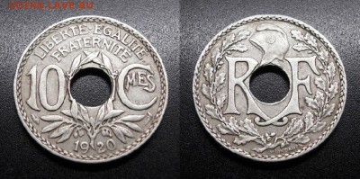 МОНЕТЫ МИРА 05-19 - Франция – 10 сантимов (1920) медь-ник. №1-2