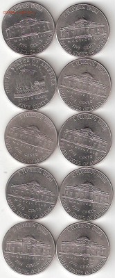США: 5 Цент - 10шт. разные - 5 Cent-10st P