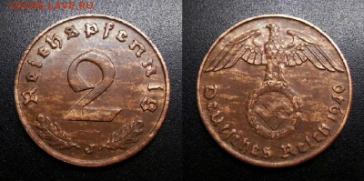 МОНЕТЫ МИРА 05-19 - Германия (3-й Рейх) – 2 рейхспфеннига (1940 J)
