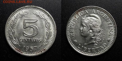 МОНЕТЫ МИРА 05-19 - Аргентина – 5 сентаво (1957)