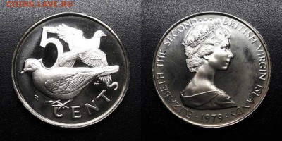МОНЕТЫ МИРА 05-19 - Брит. Виргинские острова – 5 центов (1979) «Голуби» (proof) У1