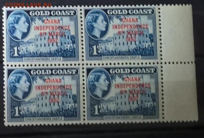 Колонии Гана 1957 1м  1д ** в кварте надпечатка  до 18 05 - 603
