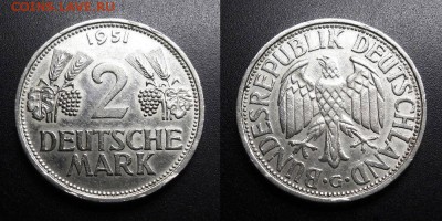 МОНЕТЫ МИРА 05-19 - Германия – 2 марки (1951 G) Д1